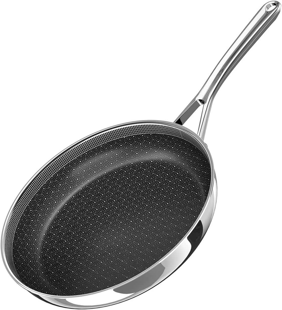 8 Inch Non Stick Frying Pans,Ceramic Nonstick Coating Skillet | Stainless Steel, PFAS/PFOA/PTFE-free & non-toxic. Compatible with All Stovetops. Oven & dishwasher safe. Stay cool handle