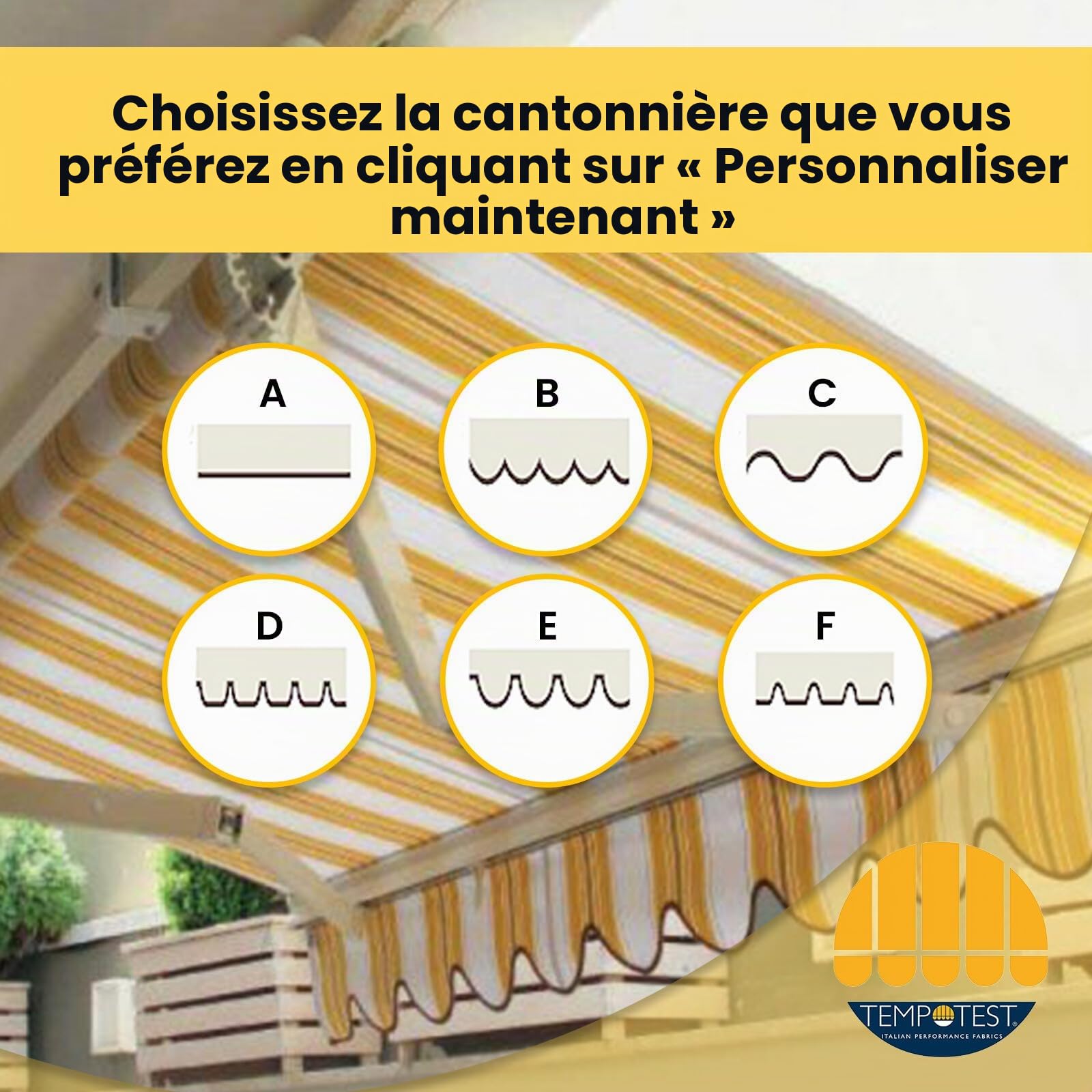 TENDEEVOLUTION Store Banne Extérieur à Banne Rétractable et Barre de Renfort carrée, Personnalisable, Motorisé ou Manuel. Store Exterieur avec Tissu Acrylique Tempotest ou PVC (L. 390 cm X P. 160 cm)