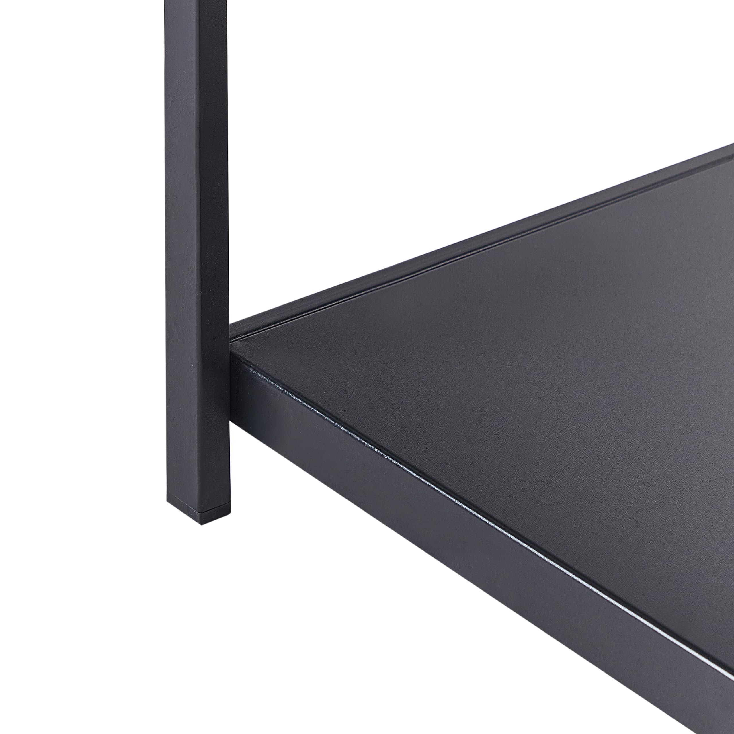 Beliani Estantería de Acero Isla de Cocina de jardín Base de Acero encimera de Madera plástica 150x50x90 cm Negro Madera Clara Avetrana