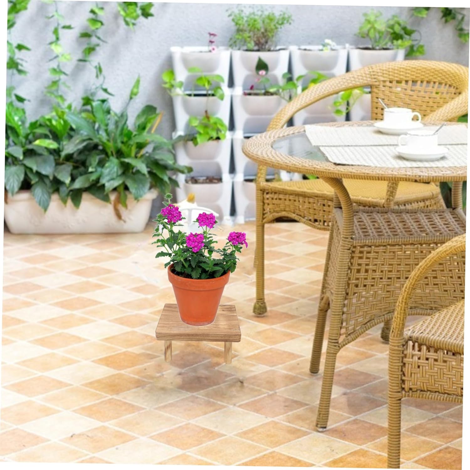 GANAZONO Wooden Pot Rack Succulent Pot Holder Plant Stand Garden Decor for outside