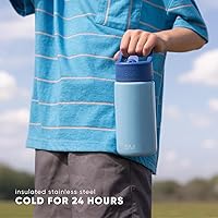 Vista 6 de Simple Modern - Botella de agua para niños de la colección Summit con tapa con pajilla Taza aislada de acero inoxidable de 14 onzas para niños