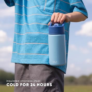 Simple Modern Kids Water Bottle with Straw Lid | 14oz Insulated Stainless Steel Kids Tumbler & Spill Proof Toddler Cup for School, Girls, Boys | Summit | Dog Days
