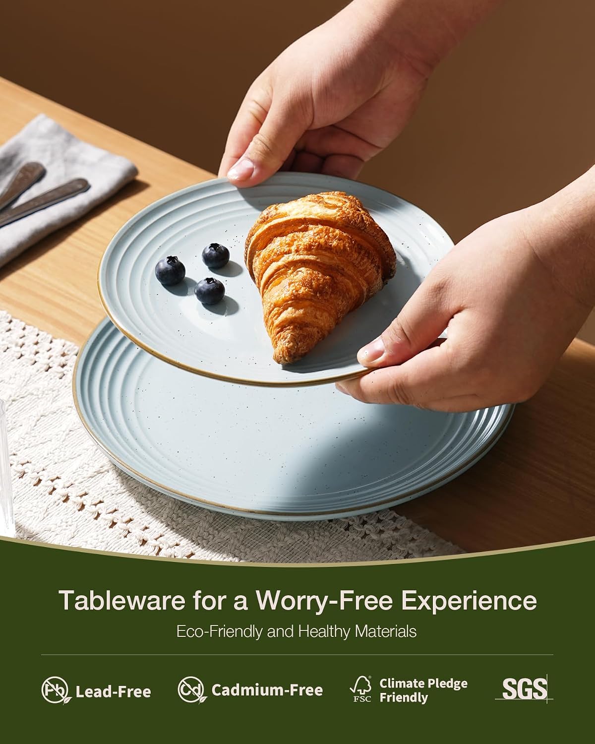 Famiware Jupiter Stoneware Dinnerware Sets, 18-Piece Speckled Dishes for 6 image 3