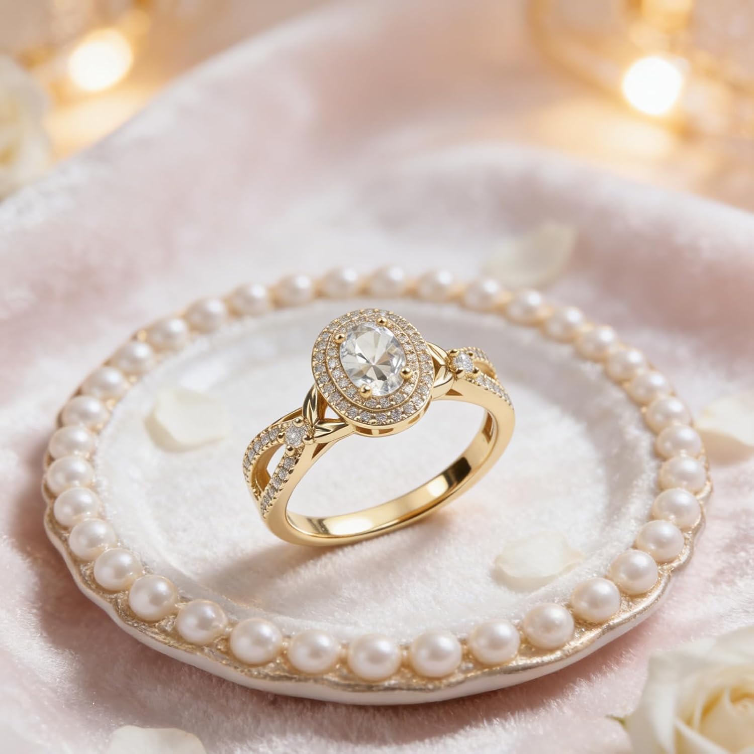 14K Gold Plated 925 Sterling Silver CZ Ring for Women,Promise Ring Dainty Oval Cut Cubic Zirconia Engagement Rings Bands Jewelry Gift for Her Women Wedding Anniversary Size:6-10
