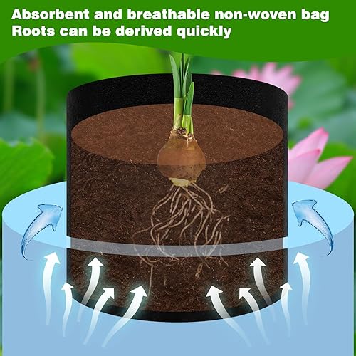 Miniatura 3 de Paquete de 8 macetas de lirio para estanque, macetas duraderas de estanque de lirios de agua, bolsas de plantación de 3 galones para plantas de