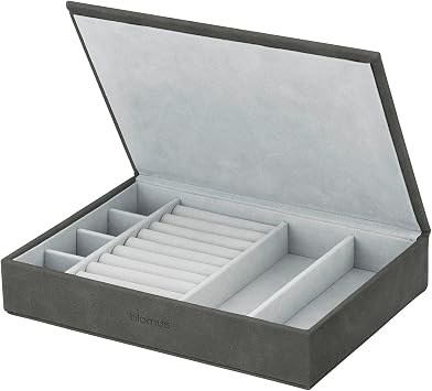 blomus SAHLA Faux Suede Jewelry Box, Pewter charcoal