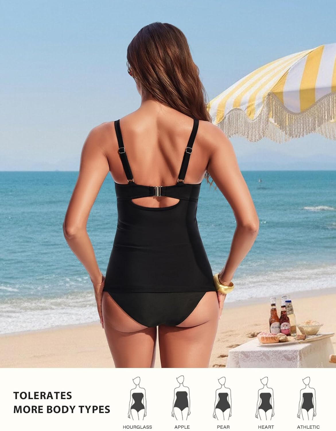 Hanna Nikole Tankini Tops for Women, Push Up Underwire Swimsuits, Removable Padded Bathing Suit Tops Only