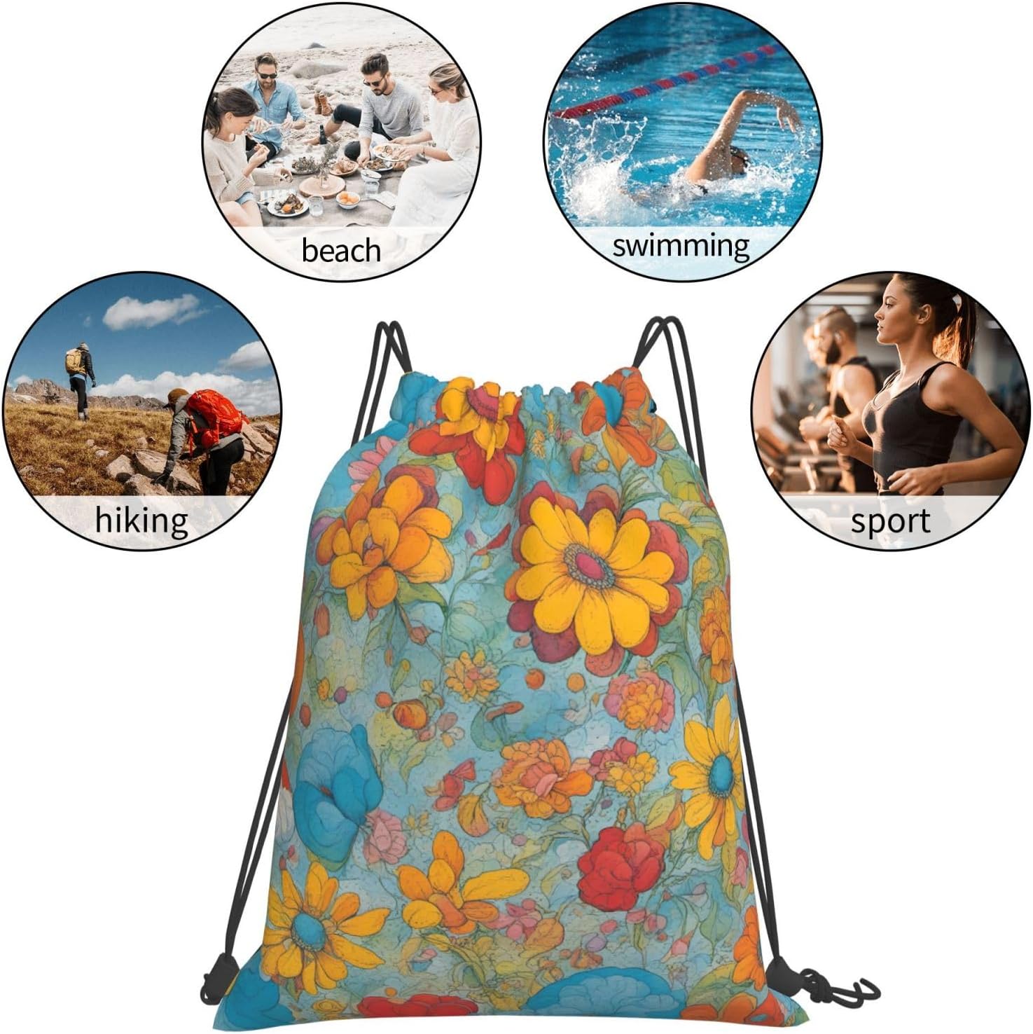 Bright Color Print Drawstring Backpack Bags Bulk Sports Cinch Sack Gym String Bags String Backpack For Men Women