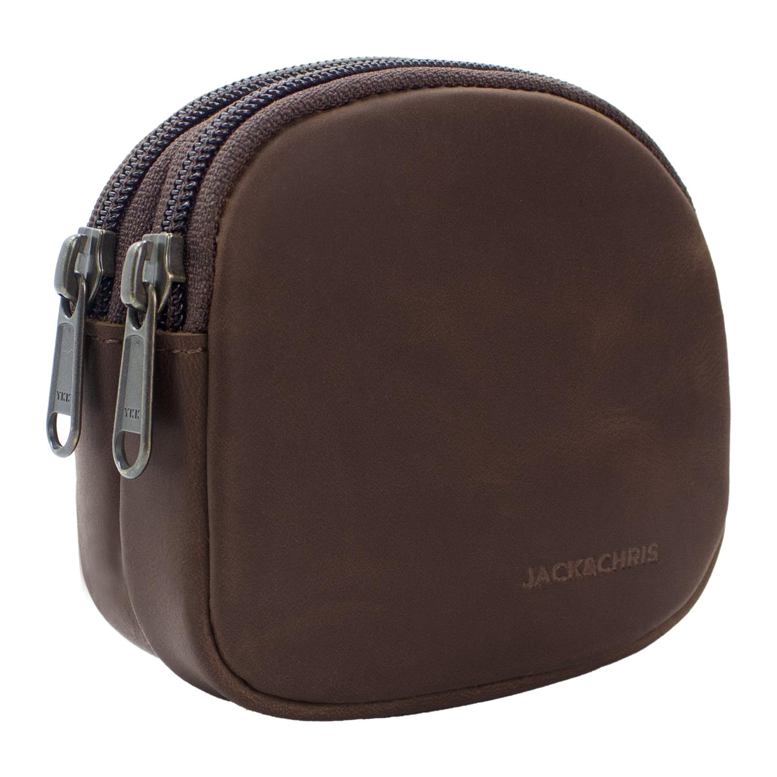 Jack&amp;Chris Coin Purse for Men, Genuine Leather Mini Coin Wallet Zipper Pocket with Back Belt Loop, Coin Bag for Men and Women