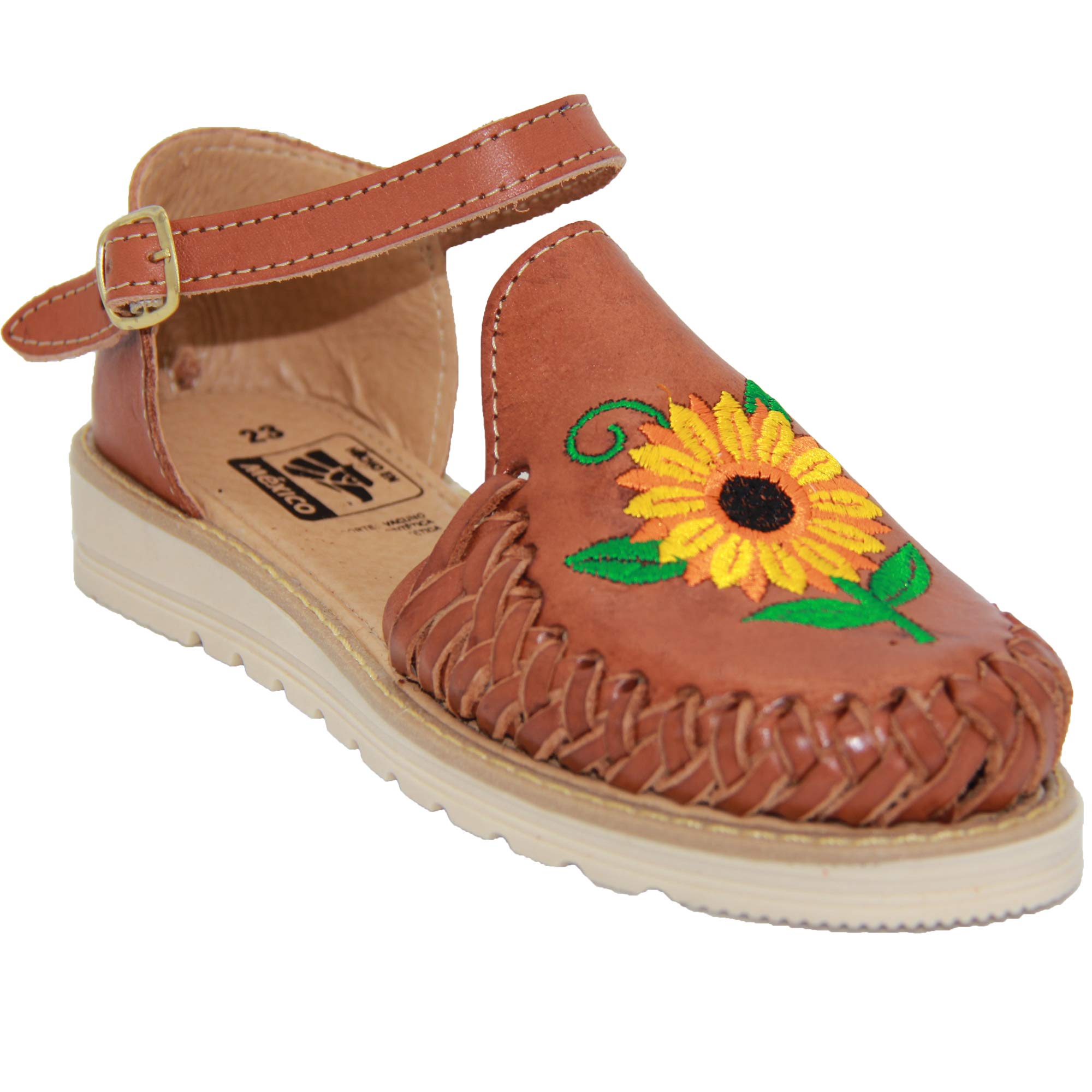 The Western Shops Womens Huarache Sandals, Womens Leather Sunflower Sandals, Mexican Leather Huaraches