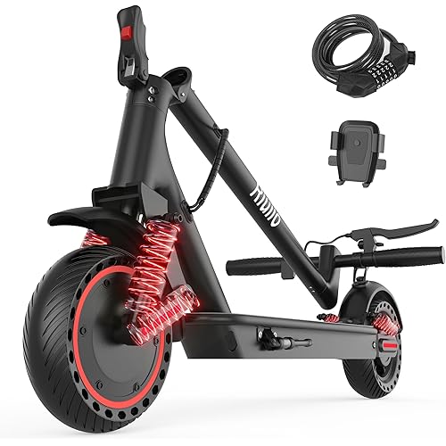 Electric Scooter, 350W-500W Motor, 19 MPH to 22MPH, 15-41 Miles Range, Dual Suspension, Dual Braking, App Control, Foldable Commuter E Scooter for Adults and Teens