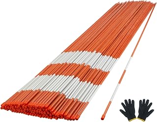 YOHEER Driveway Markers, 50 PCS Snow Stakes 5/16” Diameter Fiberglass Reflective Hi-Visibility Safety Orange Snow Poles with Protection Gloves for Parking Lots, Walkways (50 PCS)