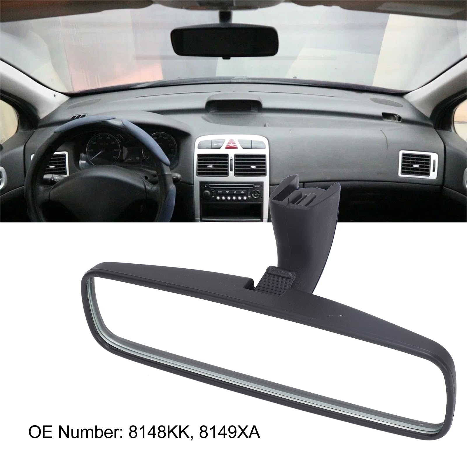 Rétroviseur Intérieur Intérieur 8148KK Pour Peugeot 307 Berline 2004-2007 – Rétroviseur Grand Angle Anti-Angles Morts – Remplacement OEM