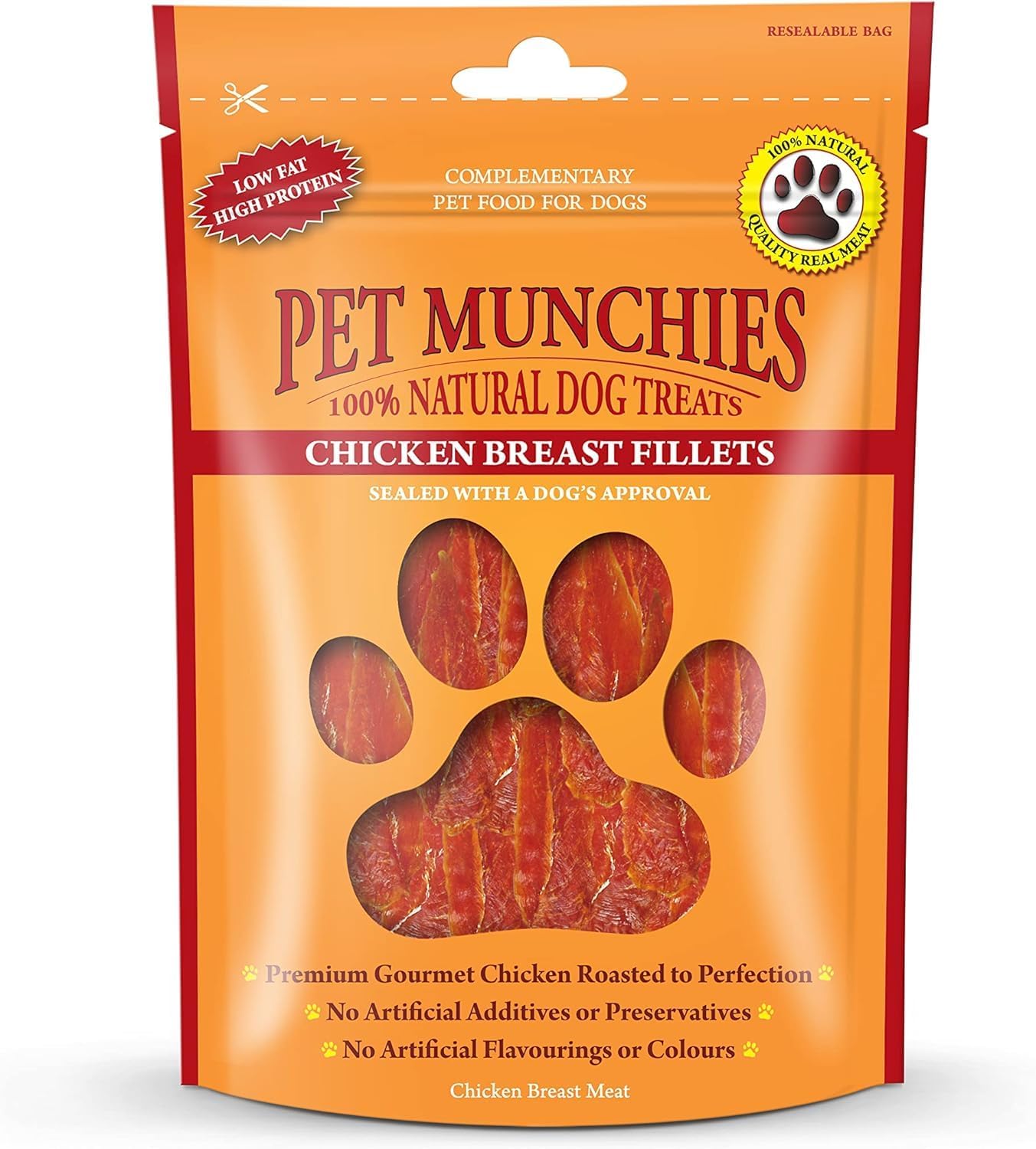 Pet Munchies Chicken Breast Fillets Dog Treats, Premium Dog Chews with Natural Real Meat, Low in Fat and Grain Free 100g (Pack of 8)