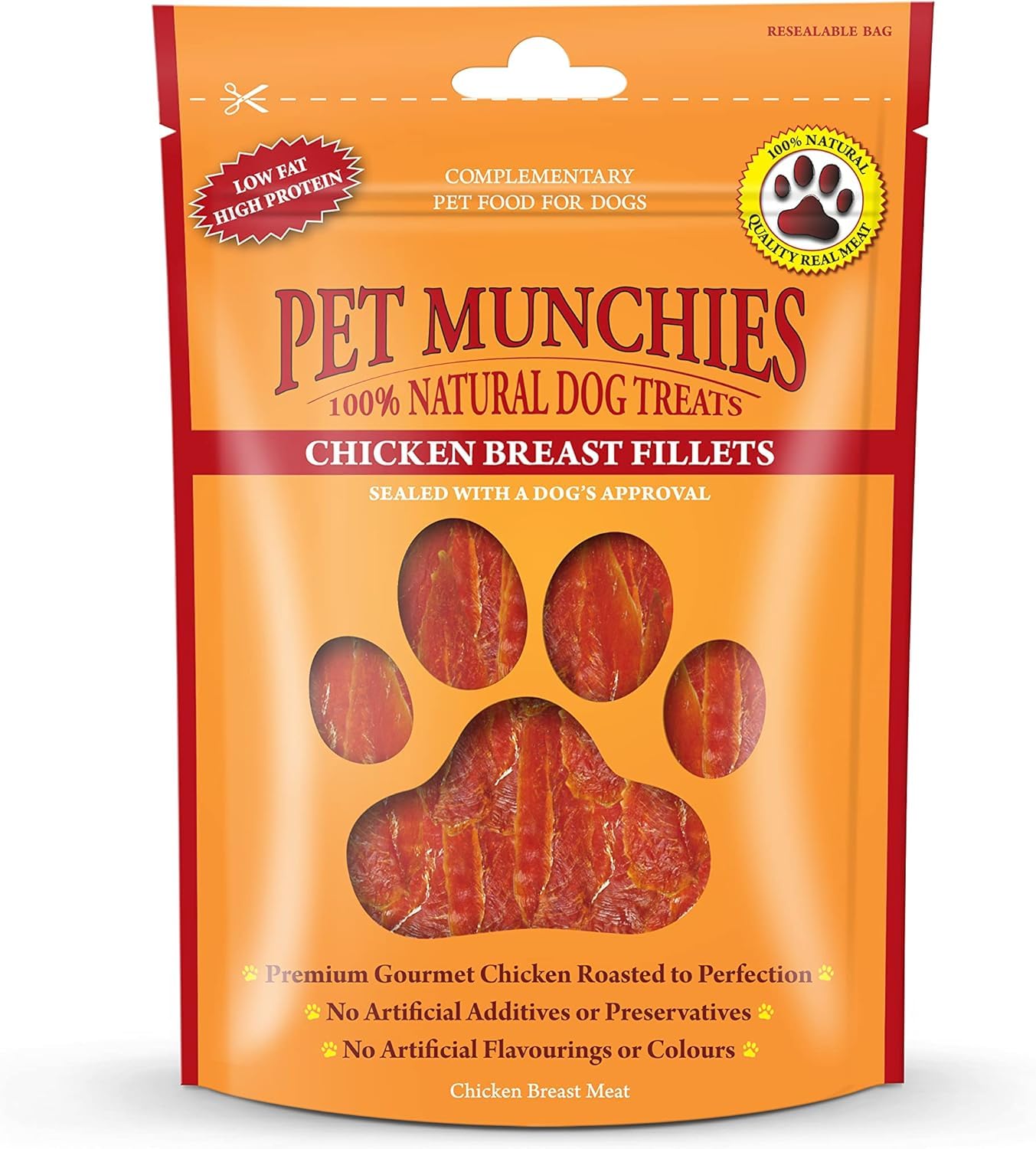 Pet Munchies Chicken Breast Fillets Dog Treats, Premium Dog Chews with Natural Real Meat, Low in Fat and Grain Free 100g (Pack of 8)