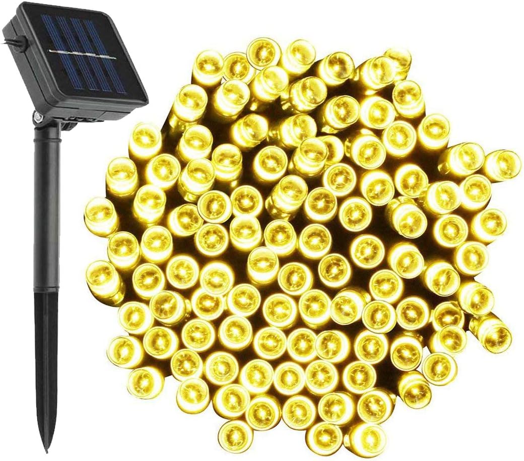 KEEDA Solar Powered Starry Fairy String Lights, 72ft 200 LED 8 Mode Waterproof Decorative Lights for Outdoor Garden Patio Wedding Party Christmas (Warm White)