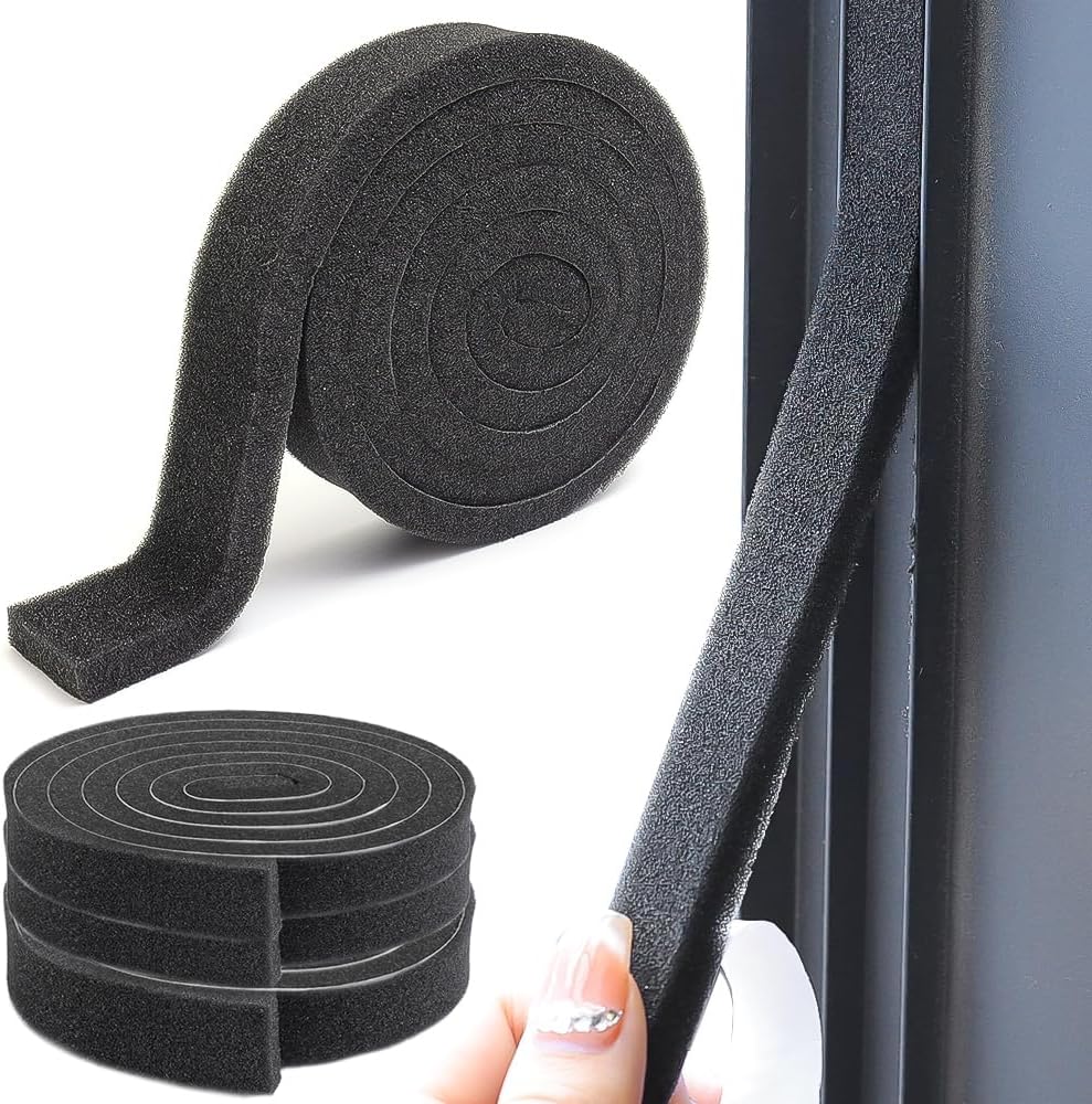 1 Roll Self-Adhesive Window Sealing Strips Door Window Seam Windproof Dustproof Sealing Foam Furniture Sponge Tape Length 2M, Width 2.6CM