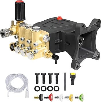 YAMATIC Horizontal Triplex Plunger Pressure Washer Pump 1" Shaft 4300 PSI 4.2 GPM, Replacement for Simpson AAA 90034, 90039,90038, Honda GX340, GX390, GX270 for Industrial Gas Powered Washers