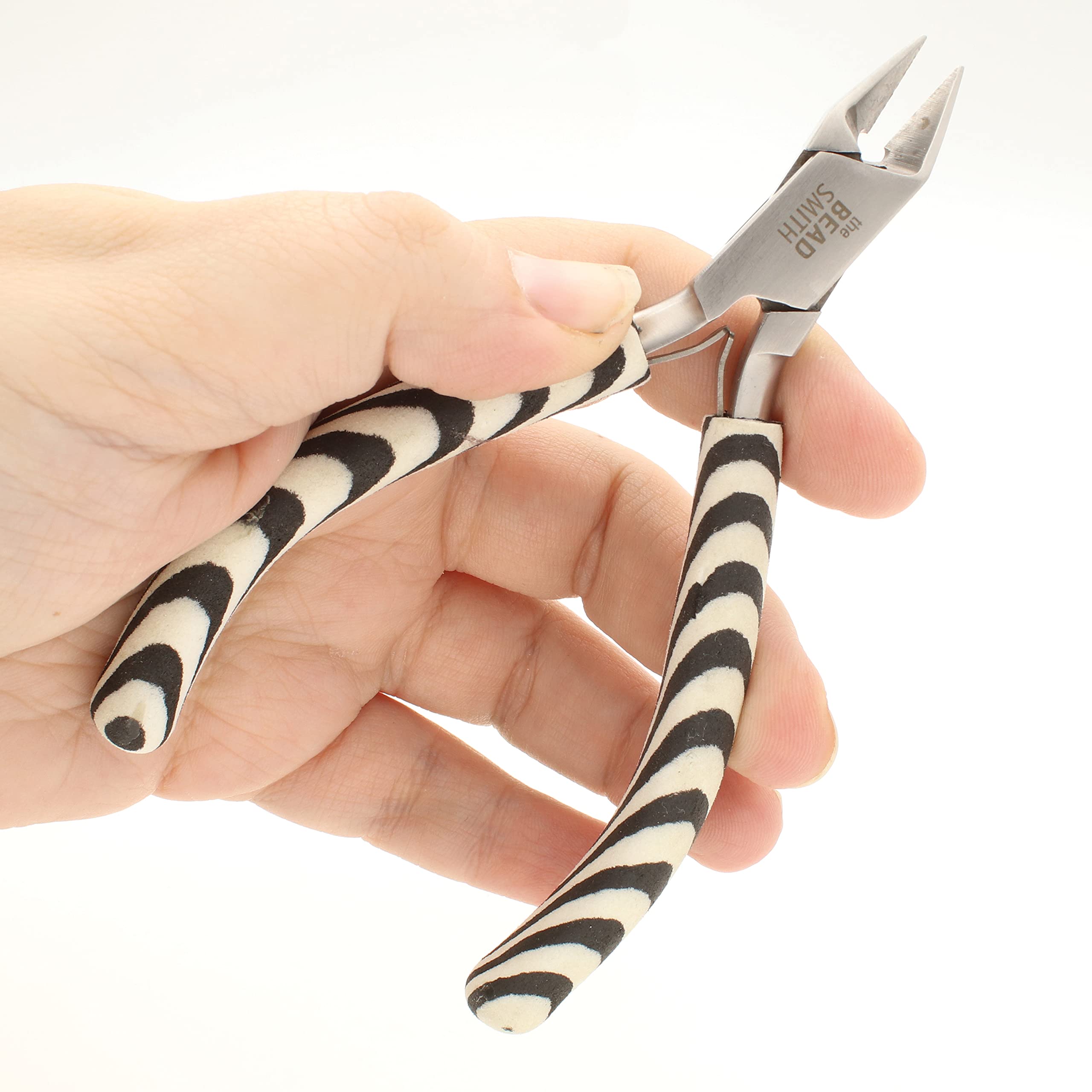 The Beadsmith Frez boczny – nadruk zebry – 152 mm – wygodny uchwyt z podwójnymi sprężynami – narzędzie do tworzenia bransoletek, kolczyków i naszyjników