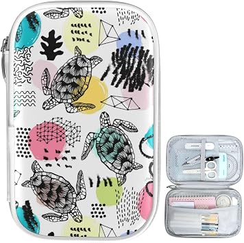 Sea Turtles Colorful Marble Pencil Bag Case Zipper Pencil Holder Organizer Stationary Pen Bag Cosmetic Makeup Bag Pouch Purse for School Office Supplies