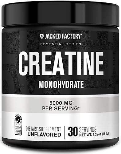 Jacked Factory Creatine Monohydrate Powder 150g - 5g Daily Creatine Supplement for Men and Women, Vegan-Friendly, Third-Party Tested - 30 Servings,