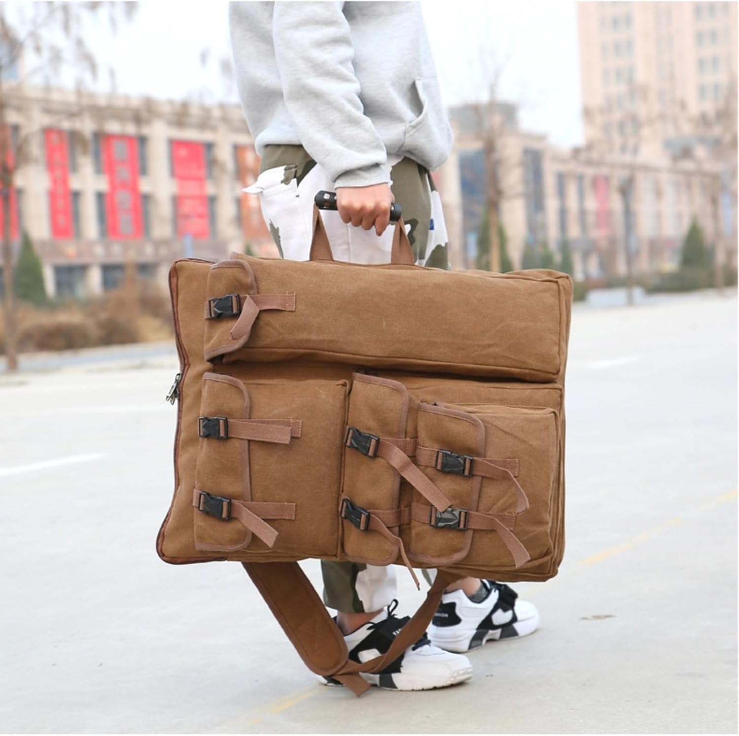 Walfront 4K Canvas Drawing Board Artist Portfolio Backpack, Multi-functional Sketchpad Art Bag for Drawing Sketching