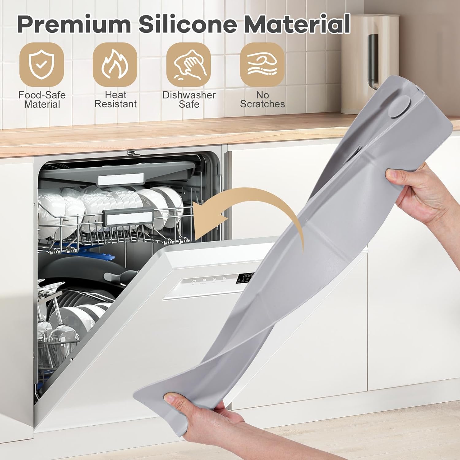 Sink Splash Guard with Suction Cups, 23", Silicone Water Guard for Kitchen & Bathroom, Faucet & Countertop Protector, Easy Install, Dishwasher Safe - Image 6