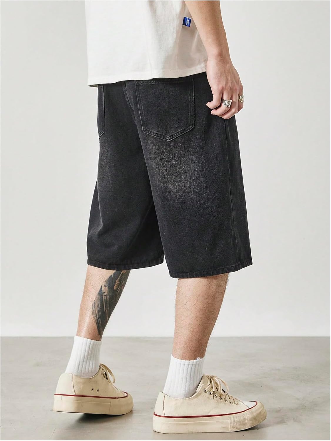 GORGLITTER Men's Baggy Jean Shorts Jorts Vintage High Waist Wide Leg Long Denim Shorts Casual Bottoms - Image 2