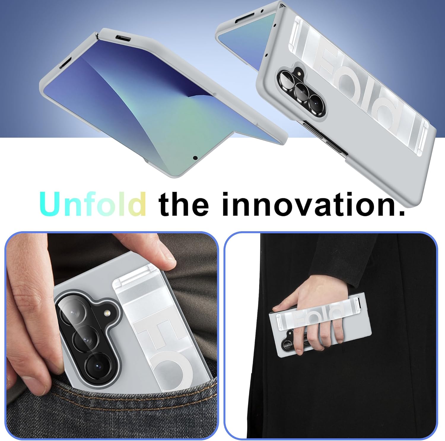 Migexxkj for Samsung Galaxy Z fold 7 Case with Strap Black，Shockproof Hard PC Cover Matte Touch Slim Thin Phone Case for Samsung Galaxy Z fold 7 5G 2025 (Transparent)