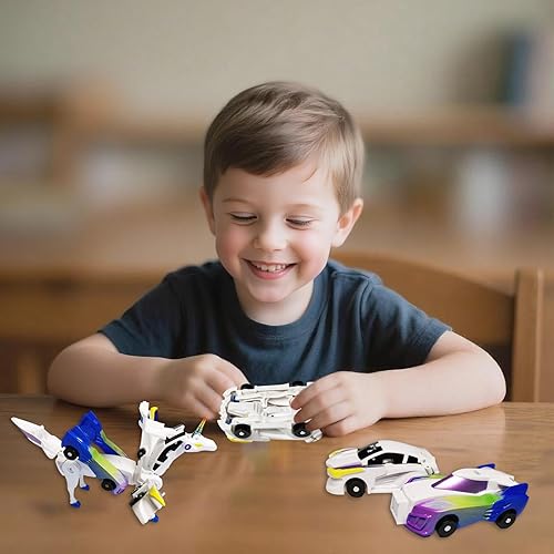 Miniatura 7 de Juguetes transformadores de robot de automóvil, juego de autos de carreras de unicornio, para niños y niñas, deformación automática, conexiones