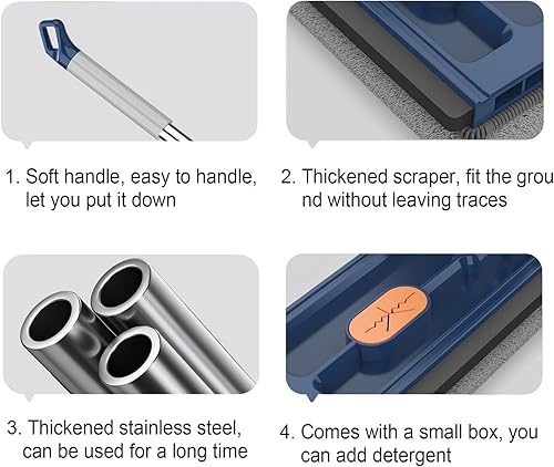 Miniatura 6 de Avoxz - Trapeador plano grande y autoescurridor, juego de trapeador y cubeta multifuncional para el piso, trapeador giratorio de 360, fregona