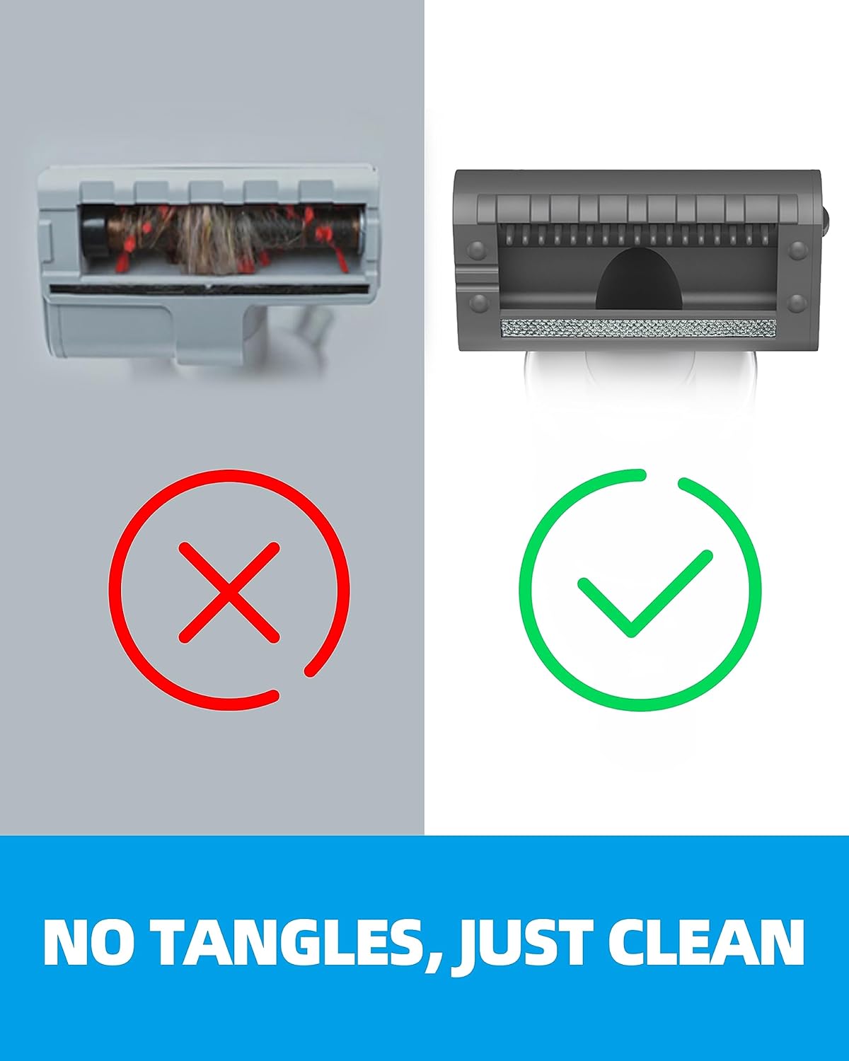 Attaching the anti-tangle hair tool to the vacuum