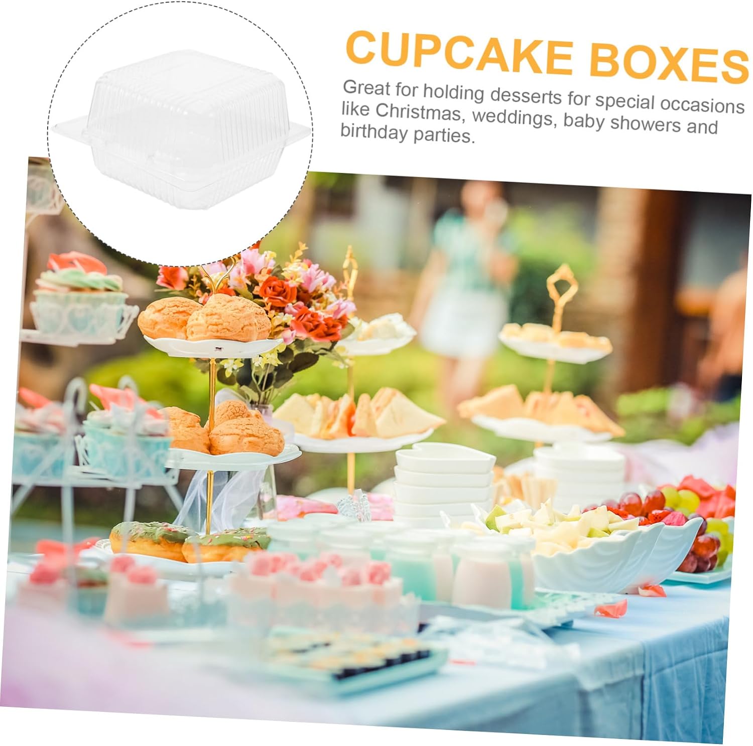 Alipis Bakery Packaging Boxes 100pcs Plastic Leak Proof Dessert Boxes Xmas