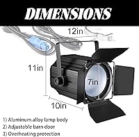 Vista 5 de Luces de escenario COB con puertas de granero, luz par COB de 200 W, LED 3500 ~ 7500 K, blanco cálido y blanco, DMX512 con sonido maestro-esclavo