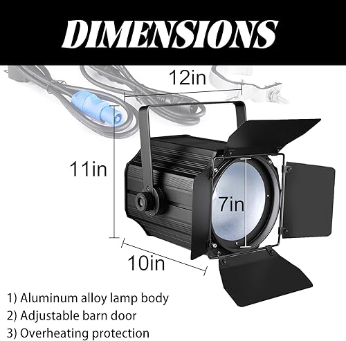 Miniatura 5 de Luces de escenario COB con puertas de granero, luz par COB de 200 W, LED 3500  7500 K, blanco cálido y blanco, DMX512 con sonido maestro-esclavo