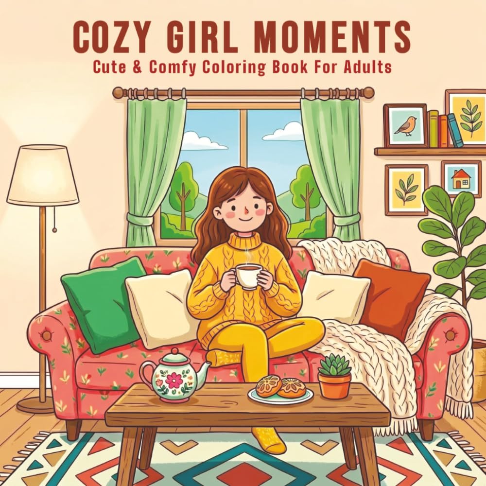 Cozy Girl Moments Coloring Book For Adults: Cute & Comfy Everyday Scenes for Relaxation, Mindfulness & Stress Relief Coloring Book