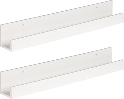 Kate and Laurel Levie - Juego de 2 estantes flotantes de madera de 24 pulgadas para pared, color blanco
