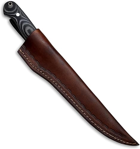 Miniatura 7 de Hercules Knives Cuchillo de filete de acero de Damasco forjado a mano personalizado Cuchillo de pesca G-10 Micarta Handlle Funda de cuero Hoja fija