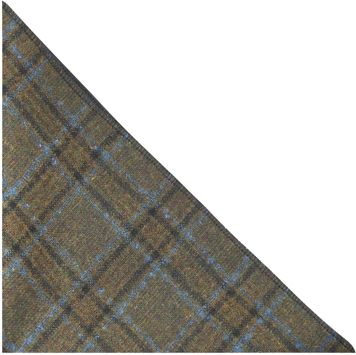 Olive Green & Brown Check Pocket Square, Tweed, Tartan, Plaid