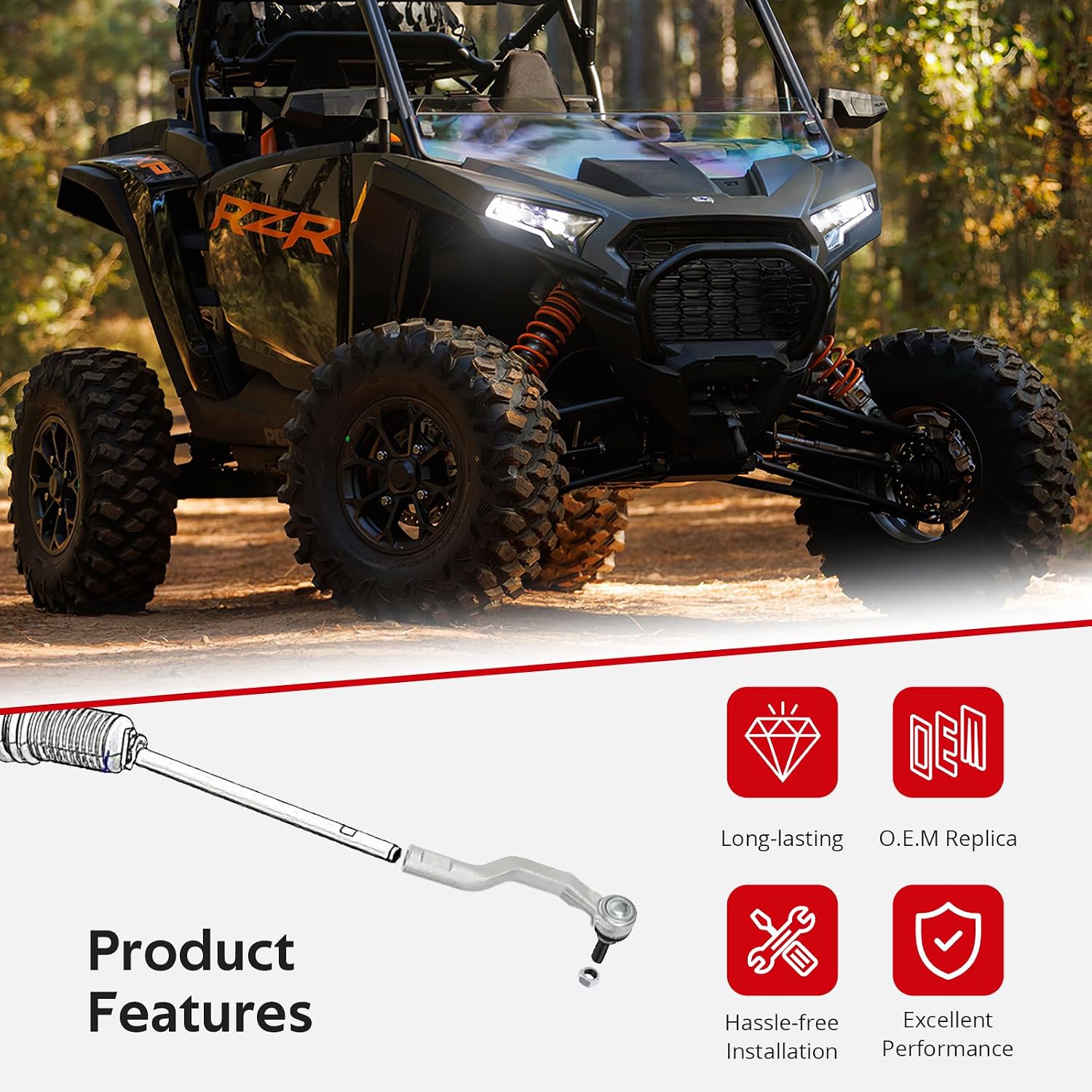 JAVIK Left & Right Tie Rod Ends for Polaris 1000 XP 4 2019-2024 XP Turbo 4 2017-2021 General 1000 XP 4 2020-2024 OEM# 7061229 7061228