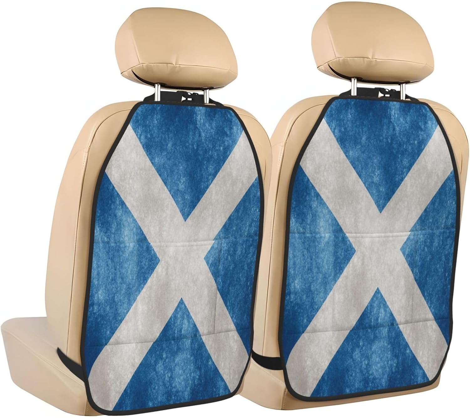 Vintage Scotland Flag 2-Piece Set of Car Seat Kick Protectors for Front Seat Backrests, Used for Car Rear Seat Backrests Protectors