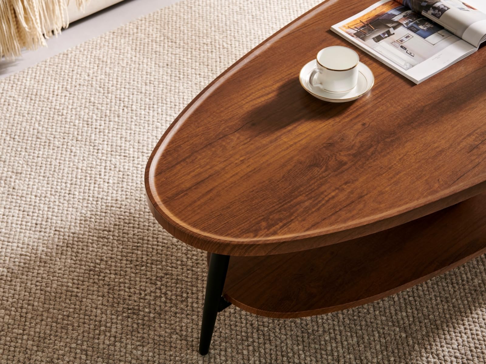 Best Oval Wood Coffee Table Picks for 2026 2 SM Saint Mossi Saint Mossi Oval Wood Coffee Table, Mid-Century Modern Coffee Tab — product photo