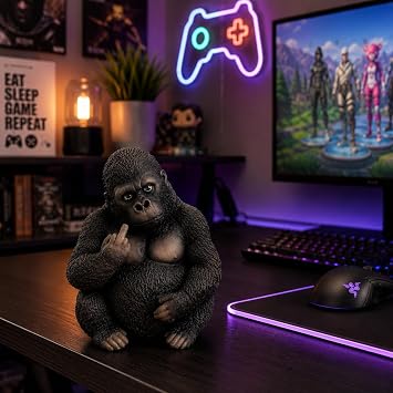 Gone Wild Gorilla Figurine Funny Animal Collectible 15.5cm, Black | Hand-Painted Gorilla Figurine with Cheeky Attitude