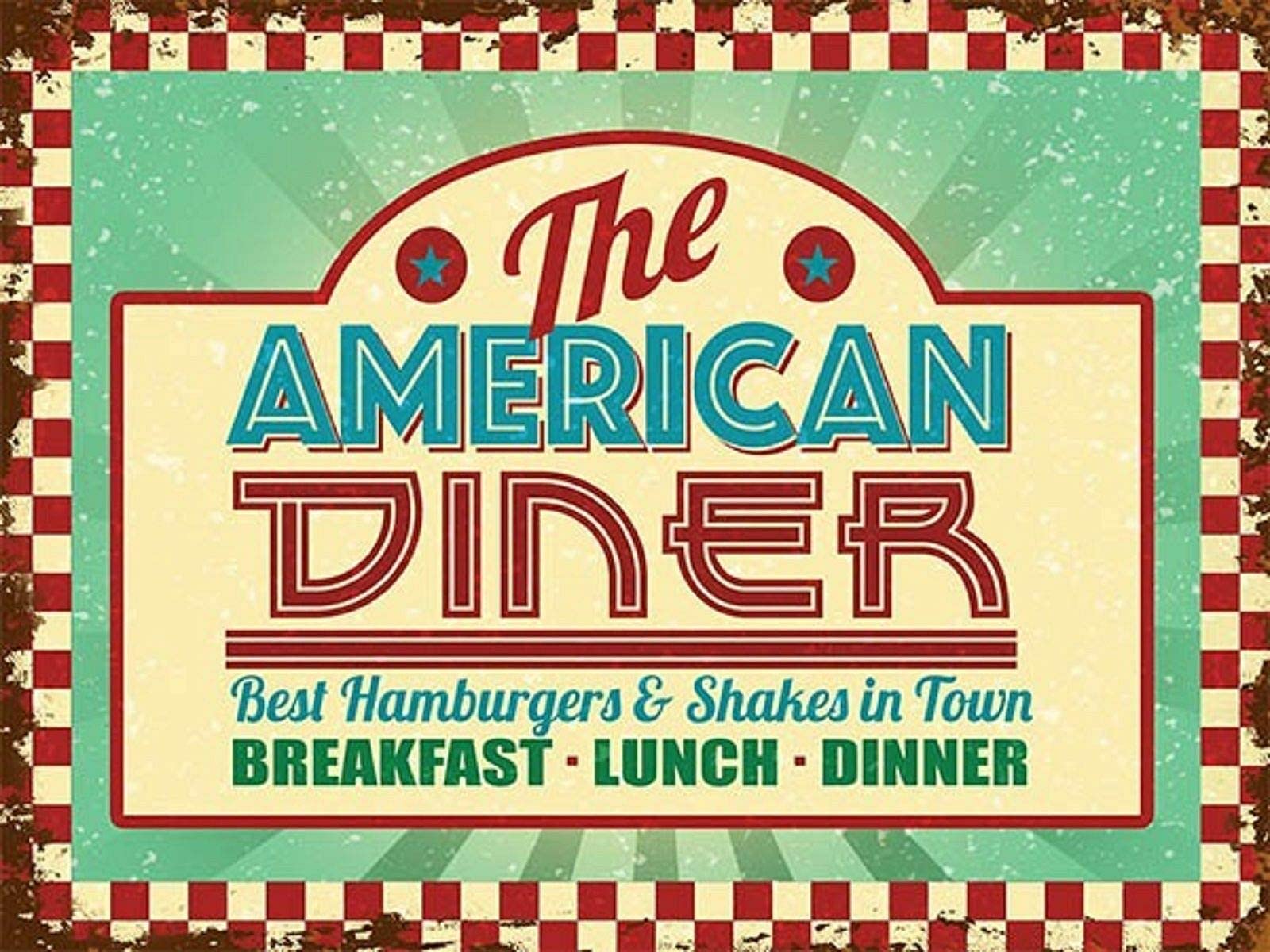 Retro Vintage American Diner Home Bar Pub Kitchen Restaurant Wall Deocr Plaque Signs 8 x 12inch