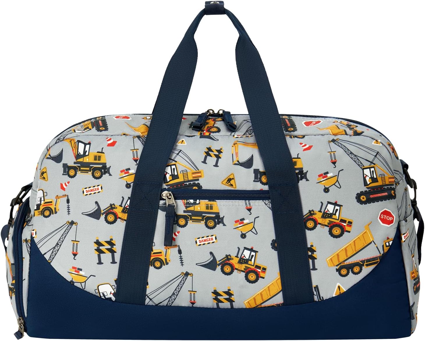 Choco Mocha Kids Duffle Bag Boys - Construction Weekender Overnight Bags for Travel Gym Sleepover Bag Boy Age 9-12 6-8 Gray - Image 6