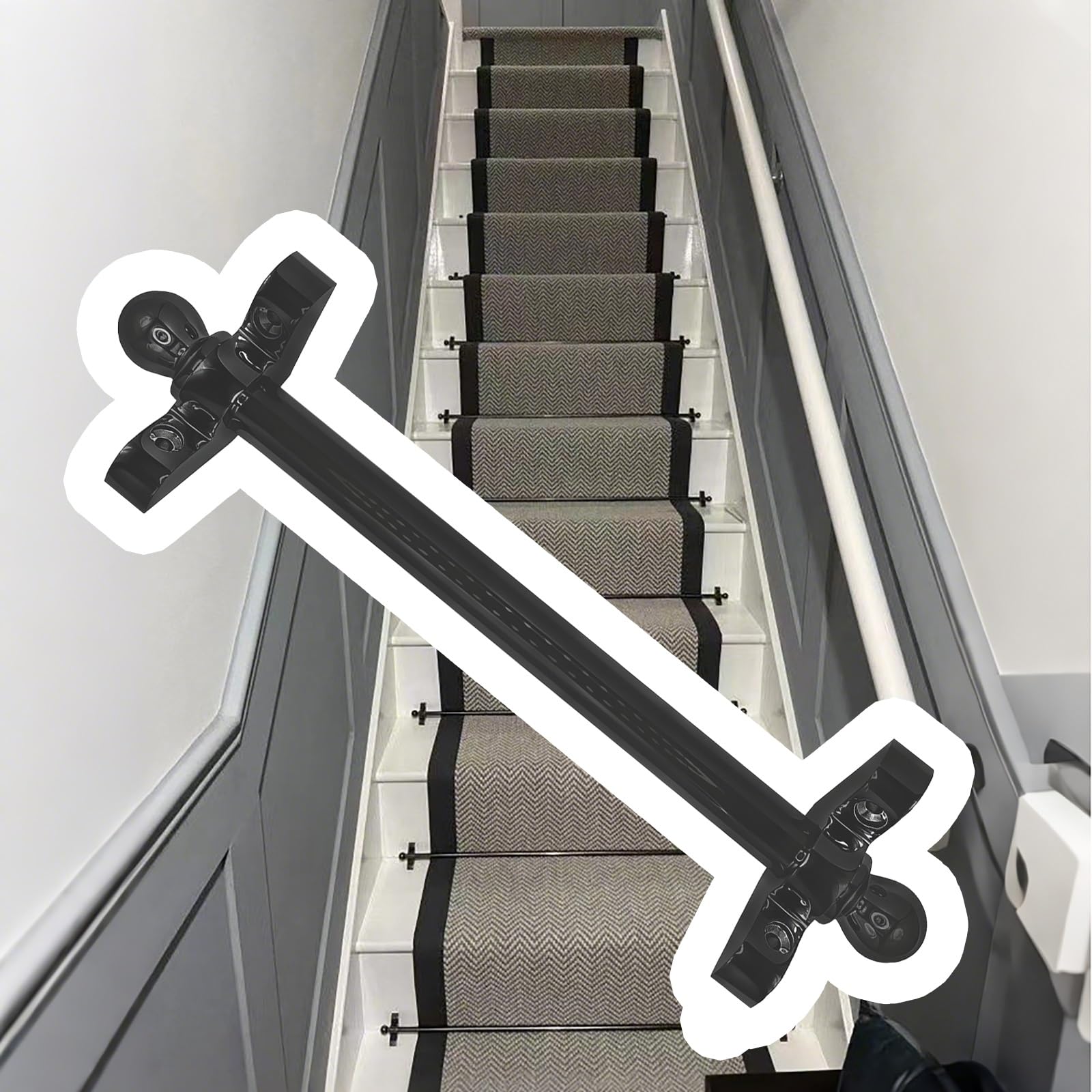 Kit de barra de escalera resistente de 30 pulgadas con elegante acabado decorativo