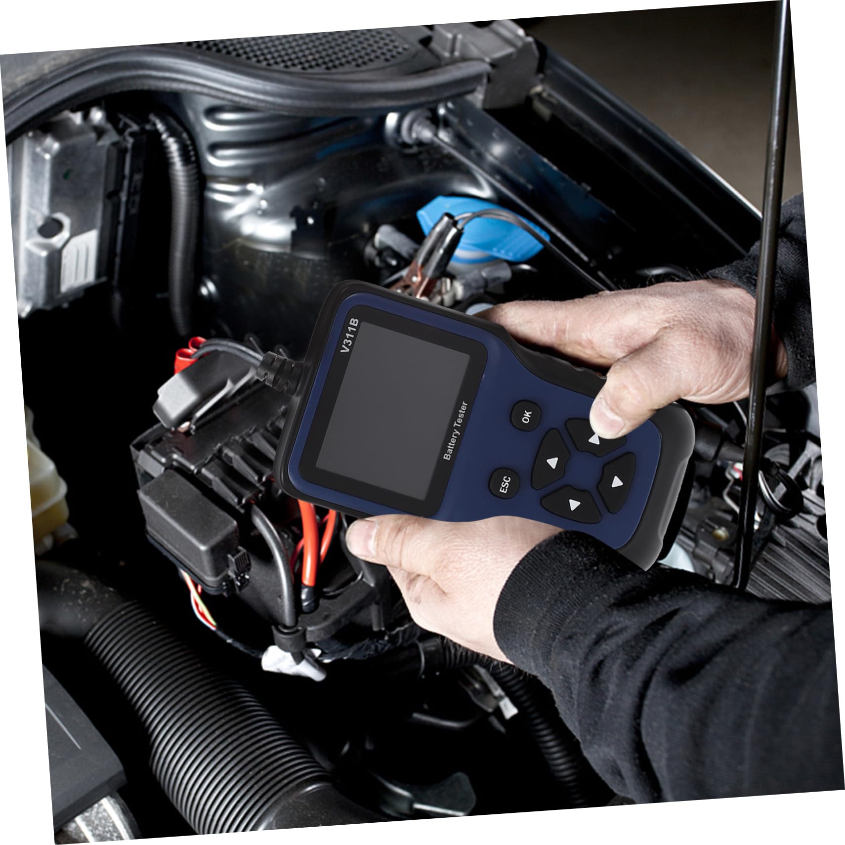 Comprobador de Batería de Coche 12v de Plástico Pantalla Clara | 9 Idiomas Seleccionables, para Batería de Coche, Uso en Suministro de Coche, Analizador Automático