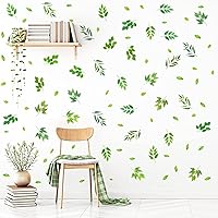 Vista 8 de Calcomanías de pared de hojas verdes, calcomanías de hojas de árbol para despegar y pegar, calcomanías de hojas de plantas botánicas, calcomanías