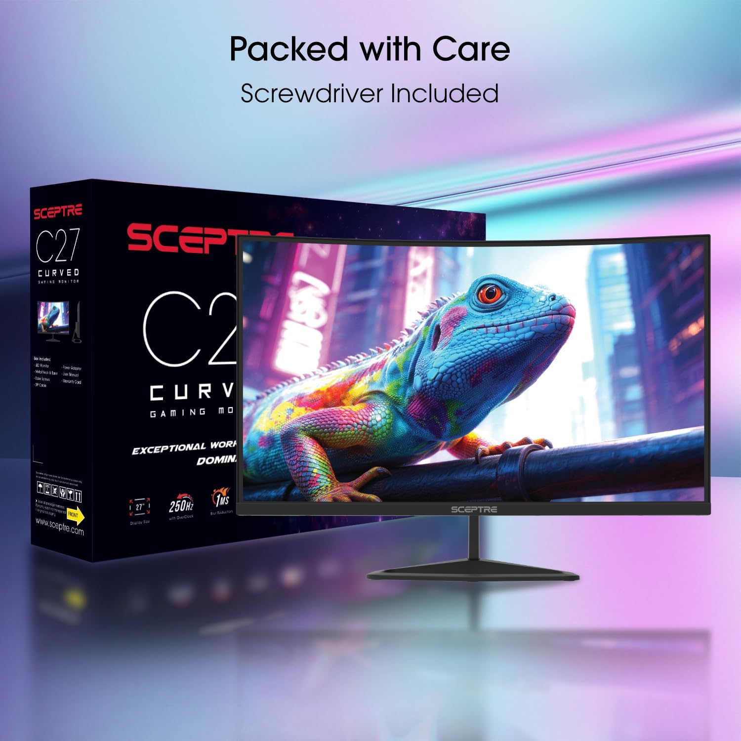 New! Sceptre 27-inch Curved Gaming Monitor 1080p 1500R up to 250Hz DisplayPort x2 HDMI x2 100% sRGB 1ms Build-in Speakers, Machine Black 2027 (C275B-FW250G Series) 4 71ORdHToHnL. AC SL1500