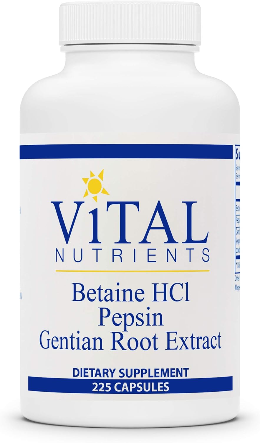 Vital Nutrients Betaine HCL Pepsin and Gentian Root Extract